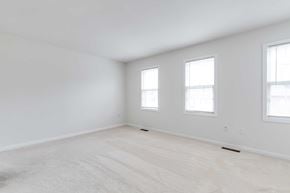 Richmond house for rent - A white room with two windows and a carpeted floor.
