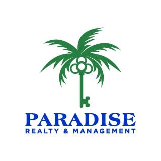 Kaneohe apartment for rent - A logo for Paradise Realty & Management featuring a palm tree and a key.