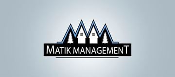 Rochester apartment for rent - The image is a logo for Matik Management, featuring a stylized mountain range with houses on top.