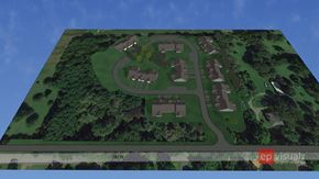 Penn Yan apartment for rent - A bird's eye view of a residential area with houses and greenery.
