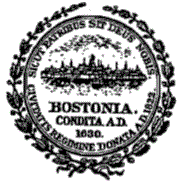 Brighton apartment for rent - A black and white image of a seal with the text "BOSTONIA CONDITA AD 1630" written on it.