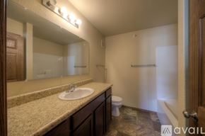 Rapid City apartment for rent - A bathroom with a sink, toilet, and shower.