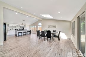 Los Angeles house for rent - A spacious dining area with a table set for six.
