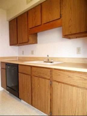 Toledo apartment for rent - a kitchen with wooden cabinets and a sink