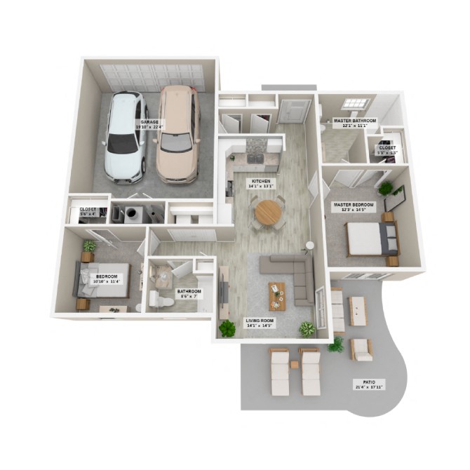 Floor plan for 2 beds, 2 baths, 1656 sqft