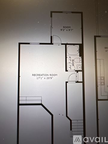 Boyds house for rent - A floor plan shows a room that is 9 1/2" x 9 1/2" and a recreation room that is 17 1" x 20 9".