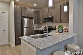 New Braunfels apartment for rent - A kitchen with a granite countertop and stainless steel appliances.