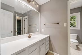 Jacksonville house for rent - A bathroom with a white sink and a mirror above it.