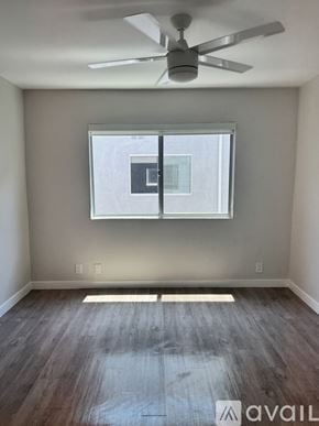 Santa Monica apartment for rent - A room with a ceiling fan and a window.