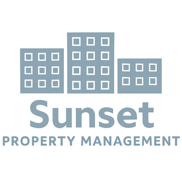 Lynn apartment for rent - A logo for Sunset Property Management featuring three buildings.