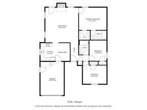 Jacksonville house for rent - A black and white image of a floor plan for a 1326 square foot home.