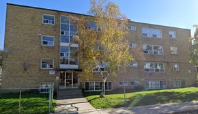 Toronto apartment for rent - A tall brick building with a tree in front of it.