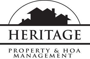Grand Junction apartment for rent - A logo for Heritage Property & HOA Management featuring a silhouette of houses.