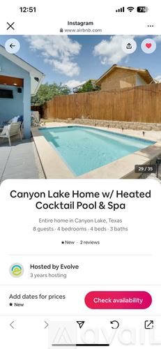 Canyon Lake house for rent - A pool and spa in a backyard.