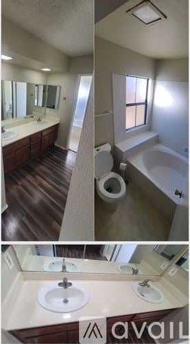 San Diego house for rent - A kitchen with brown cabinets and a white tile backsplash.