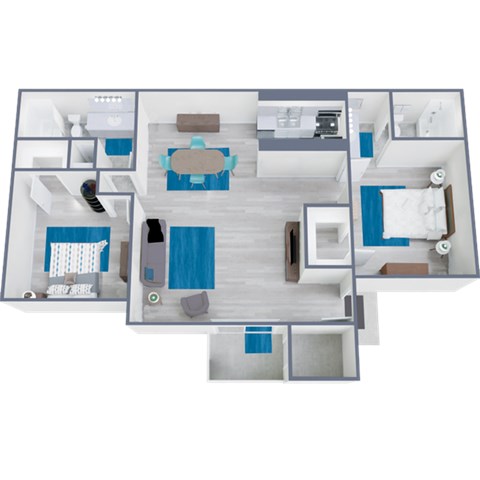 Floor plan for 2 beds, 2 baths, 876 sqft