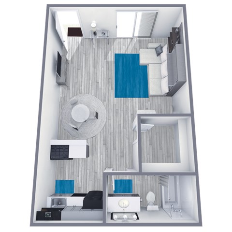 Floor plan for studio, 1 bath, 404 sqft
