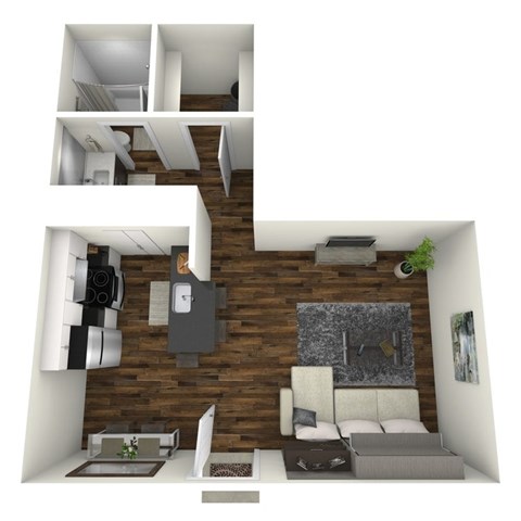 Floor plan for studio, 1 bath, 450 sqft