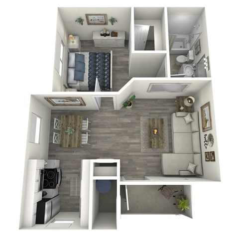 Floor plan for 1 bed, 1 bath, 564 sqft