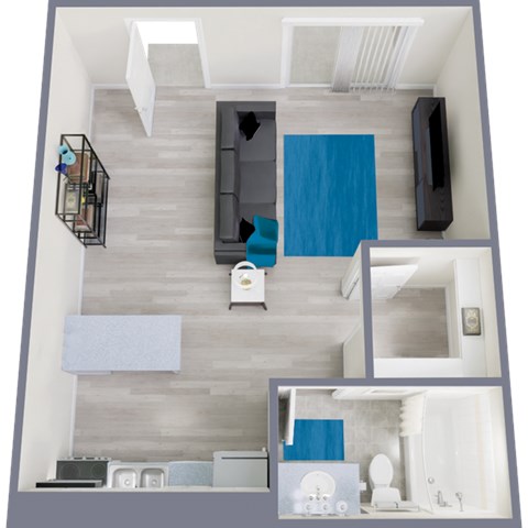 Floor plan for studio, 1 bath, 329 sqft