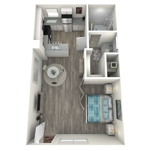 Floor plan for studio, 1 bath, 405 sqft