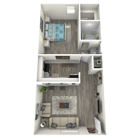Floor plan for 1 bed, 1 bath, 510 sqft