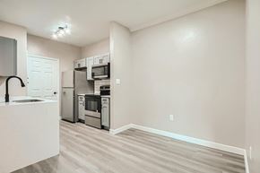 Northlake apartment for rent - A kitchen with a white counter and stainless steel appliances.