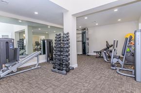 Phoenix apartment for rent - A gym with a variety of equipment including weights and machines.