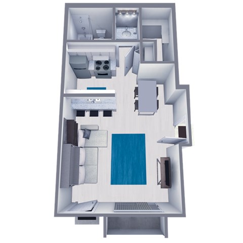 Floor plan for studio, 1 bath, 400 sqft