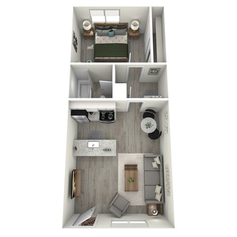 Floor plan for 1 bed, 1 bath, 700 sqft