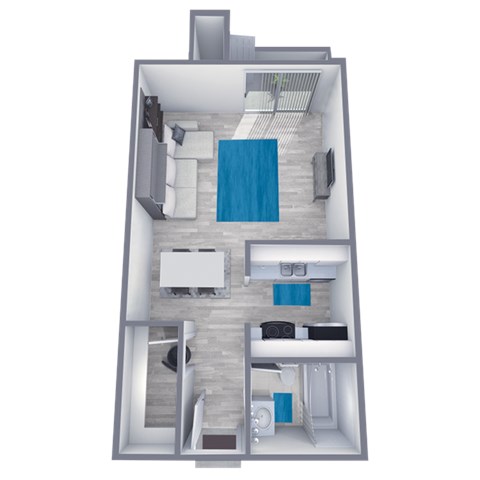Floor plan for studio, 1 bath, 416 sqft