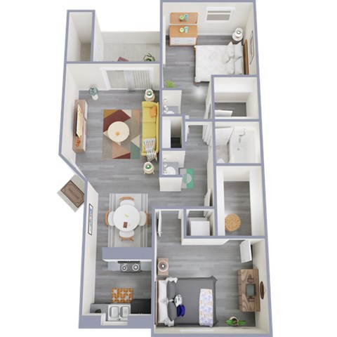 Floor plan for 2 beds, 1 bath, 820 sqft