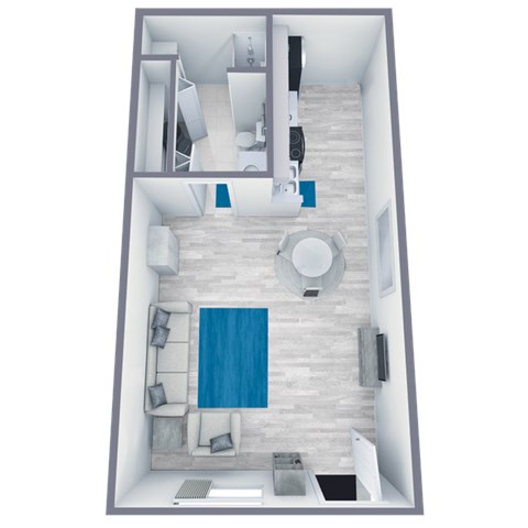 Floor plan for studio, 1 bath, 400 sqft