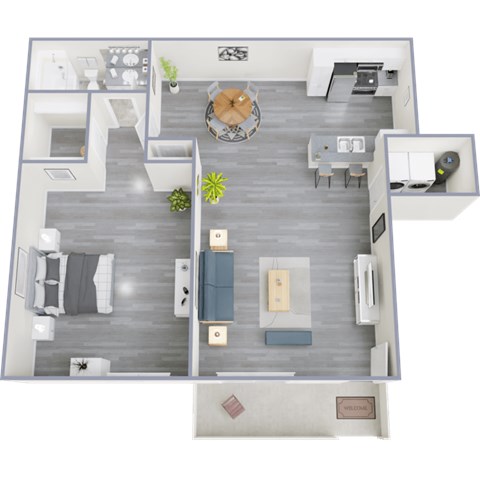 Floor plan for 1 bed, 1 bath, 680 sqft