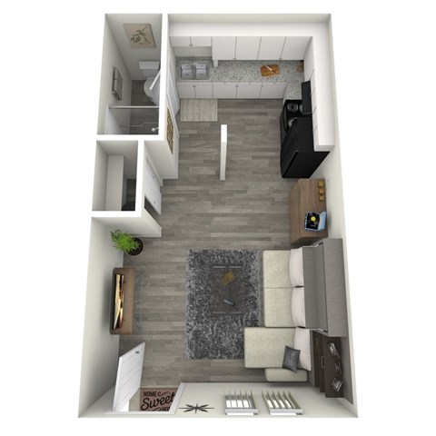 Floor plan for studio, 1 bath, 325 sqft