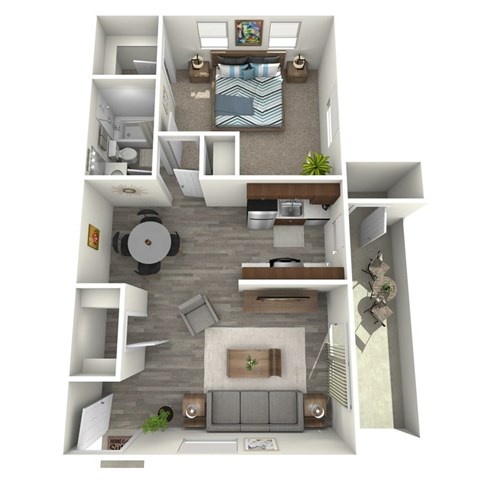 Floor plan for 1 bed, 1 bath, 720 sqft