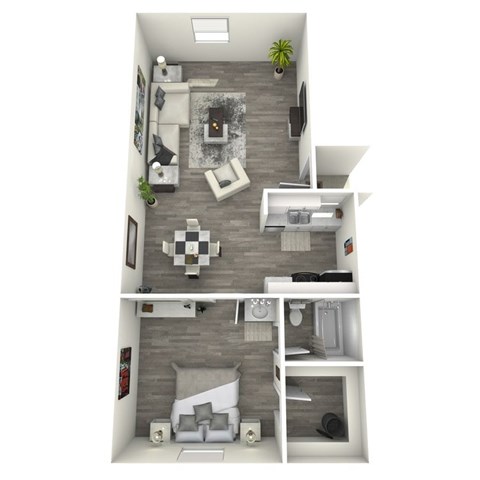 Floor plan for 1 bed, 1 bath, 780 sqft