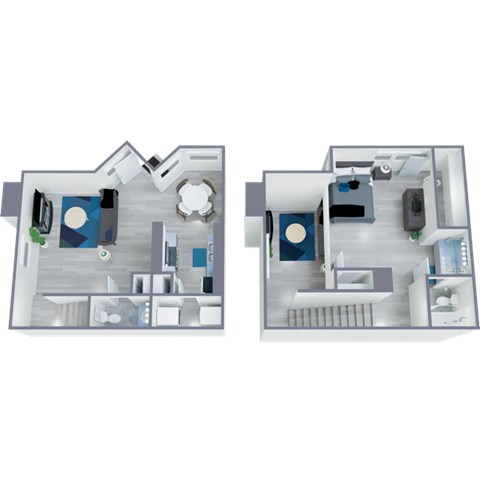Floor plan for 1 bed, 1 bath, 837 sqft