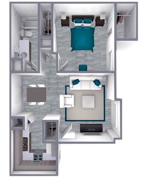 Floor plan for 1 bed, 1 bath, 480 sqft