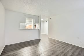 Dallas apartment for rent - A spacious room with a kitchenette and a hallway.