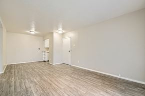 Dallas apartment for rent - A room with a wooden floor and white walls.