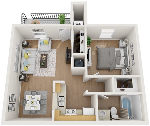 Floor plan for 1 bed, 1 bath, 545 sqft