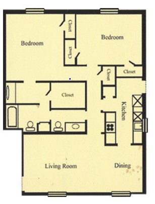 Floor plan for 2 beds, 1.5 baths, 1176 sqft