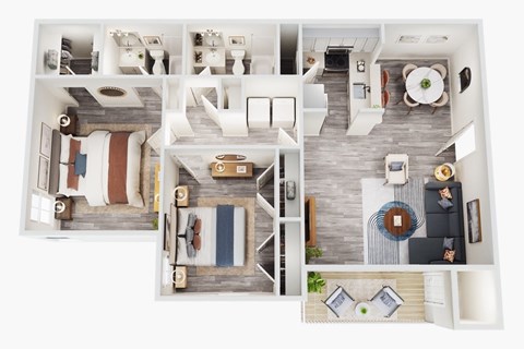 Floor plan for 2 beds, 1.5 baths