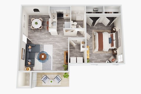 Floor plan for 1 bed, 1 bath