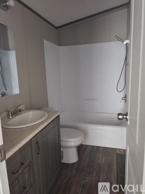 Odessa house for rent - A bathroom with a toilet, sink, and bathtub.