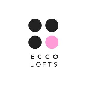 Hialeah apartment for rent - Four black circles with one pink circle and the text "ECCO LOFTS" below them.