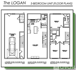 North Mankato apartment for rent - Three floor plans for a 3-bedroom unit named The LOGAN.