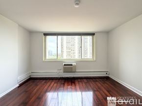 Chicago condo for rent - A white hallway with wood floors and a white door.