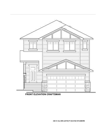 Edmonton apartment for rent - A drawing of a two story house with the title "FRONT ELEVATION CRAFTSMAN" at the bottom.